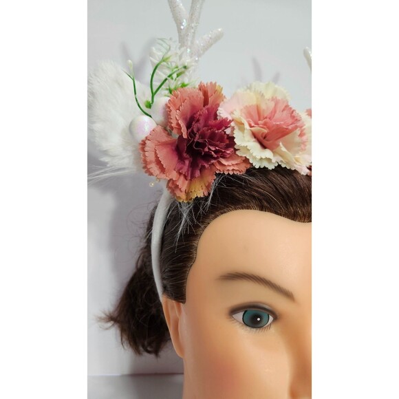 Handmade Light-Up Floral Antler Headband LED Deer Antlers Festival Costume NWOT - Picture 3 of 15
